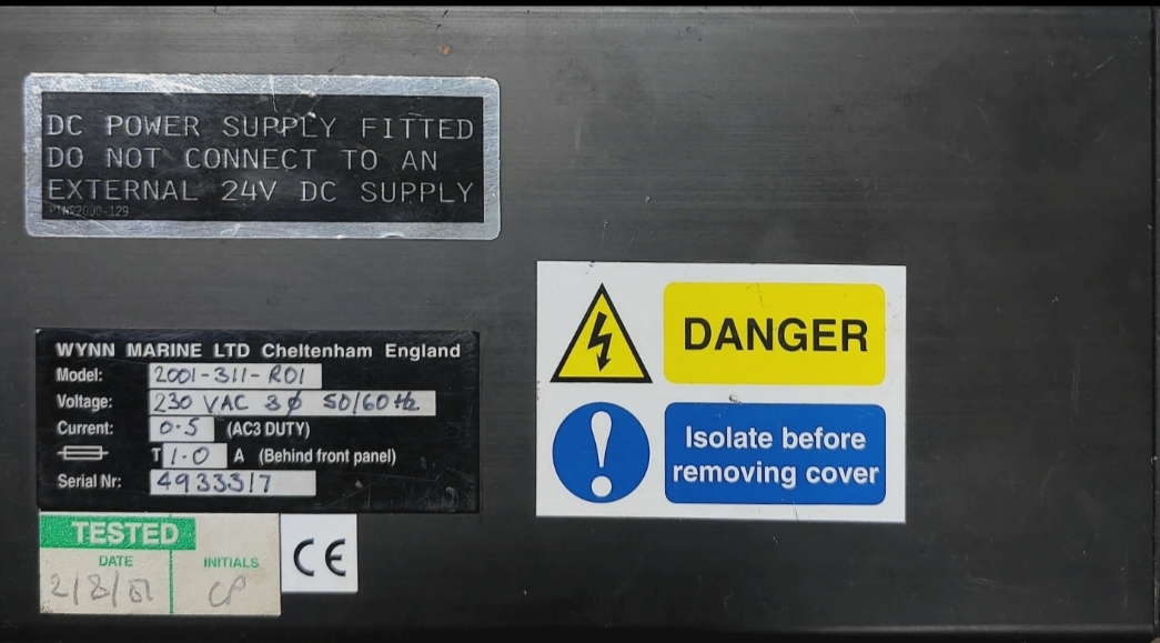 DC POWER SUPPLY FITTED DO NOT CONNECT TO AN EXTERNAL 24V DC SUPPLY - A-B Electric